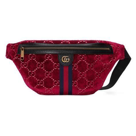 gucci red velvet belt bag